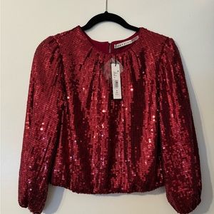 Alice+Olivia Red Sequin Top
